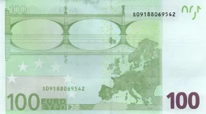 100 євро серії «Європа», зворотний бік