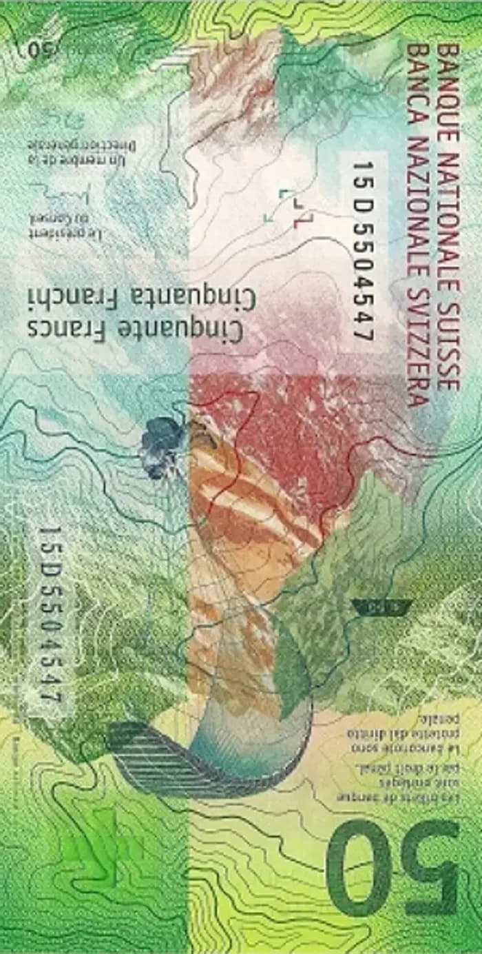 50 франків дев’ятої серії, зворотний бік