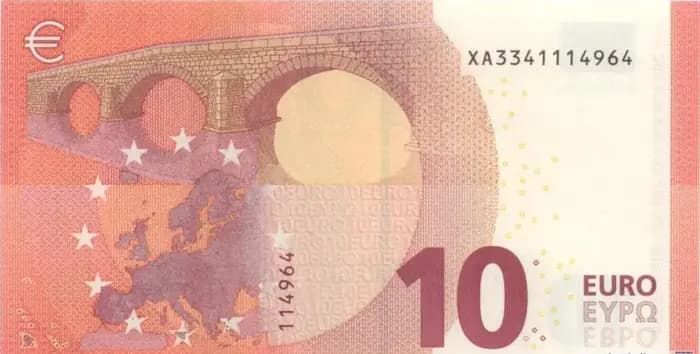 10 євро першої серії, зворотний бік